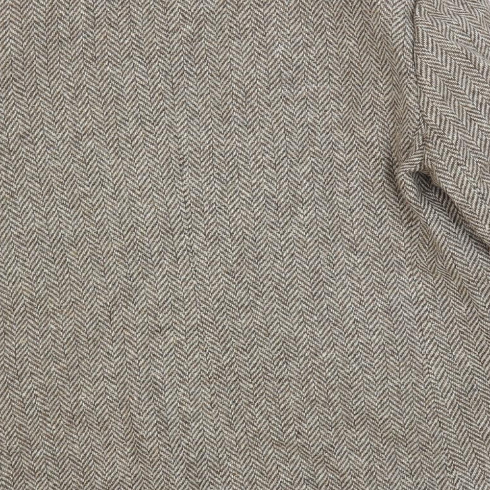St Michael Womens Brown Herringbone Jacket Blazer Size L Button - Vintage
