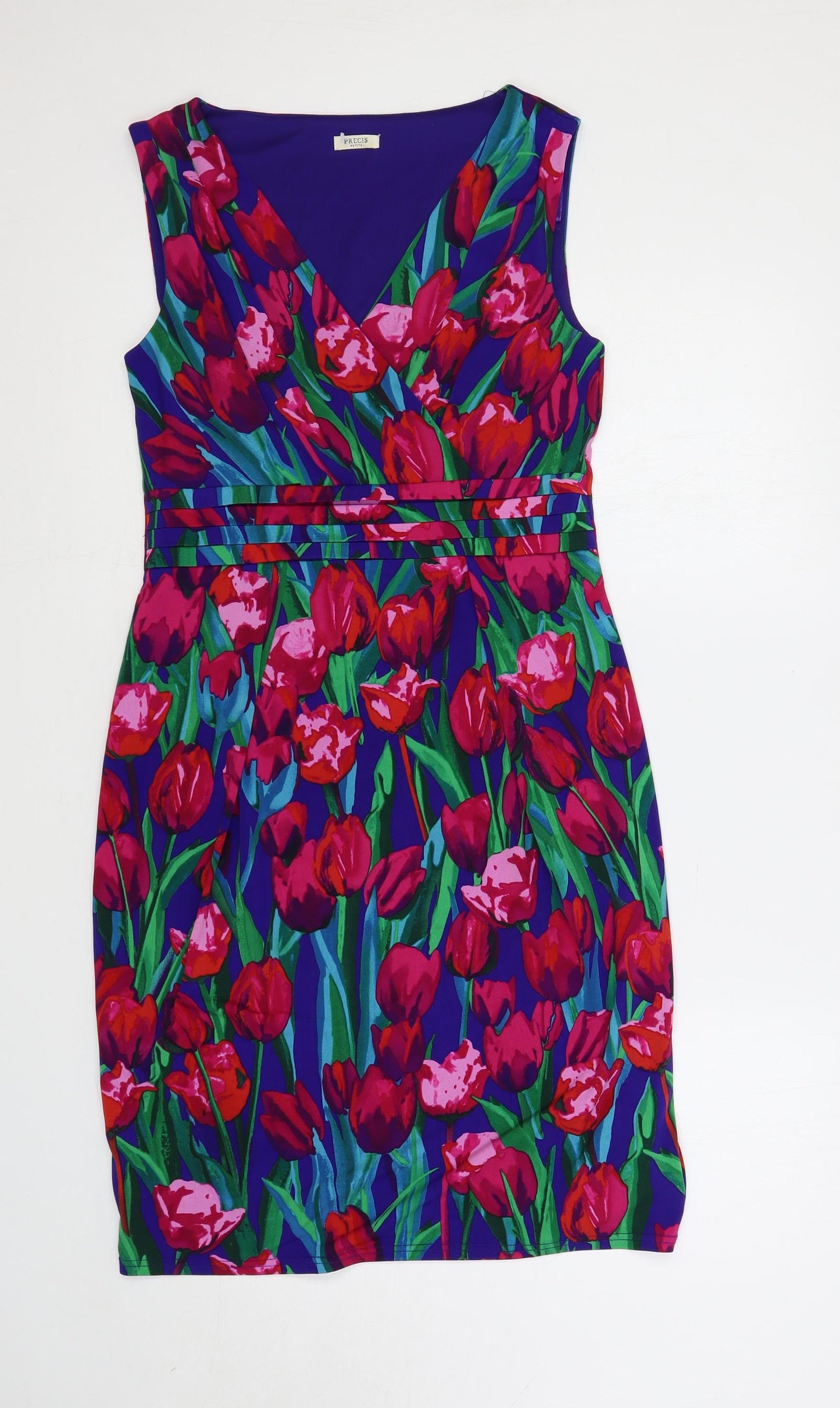 Precis Petite Womens Multicoloured Floral Polyester Pencil Dress Size 10 V-Neck Pullover