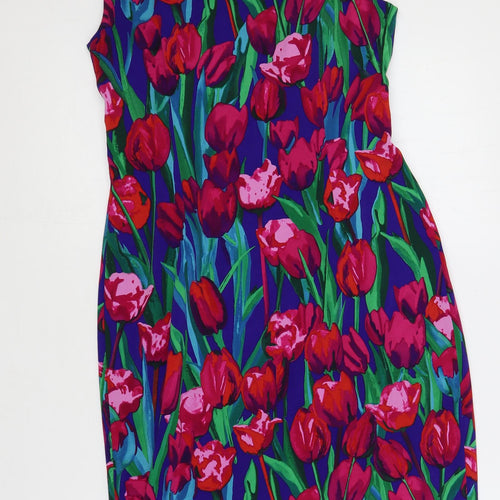 Precis Petite Womens Multicoloured Floral Polyester Pencil Dress Size 10 V-Neck Pullover