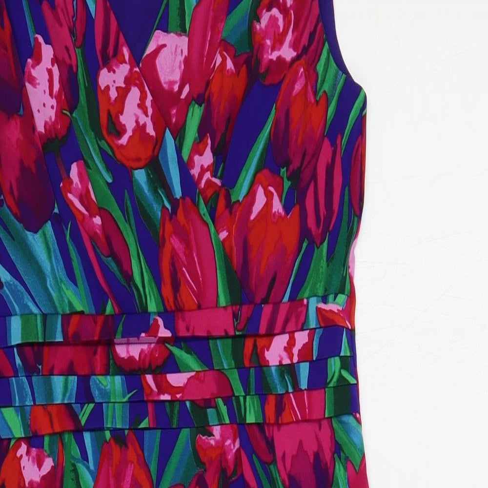 Precis Petite Womens Multicoloured Floral Polyester Pencil Dress Size 10 V-Neck Pullover