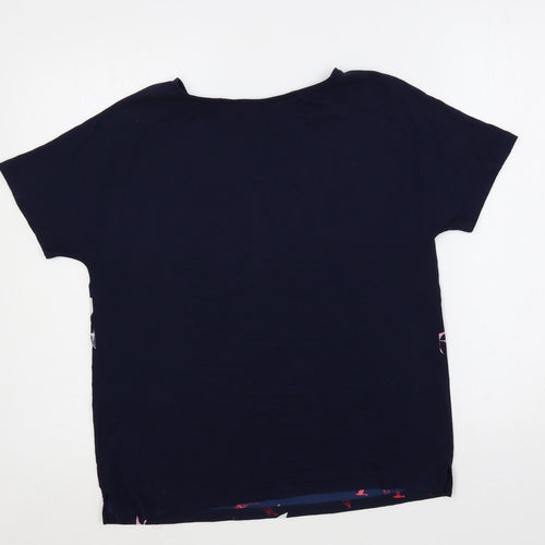 Marks and Spencer Womens Blue Geometric Polyester Basic T-Shirt Size 10 Round Neck - Bird Print