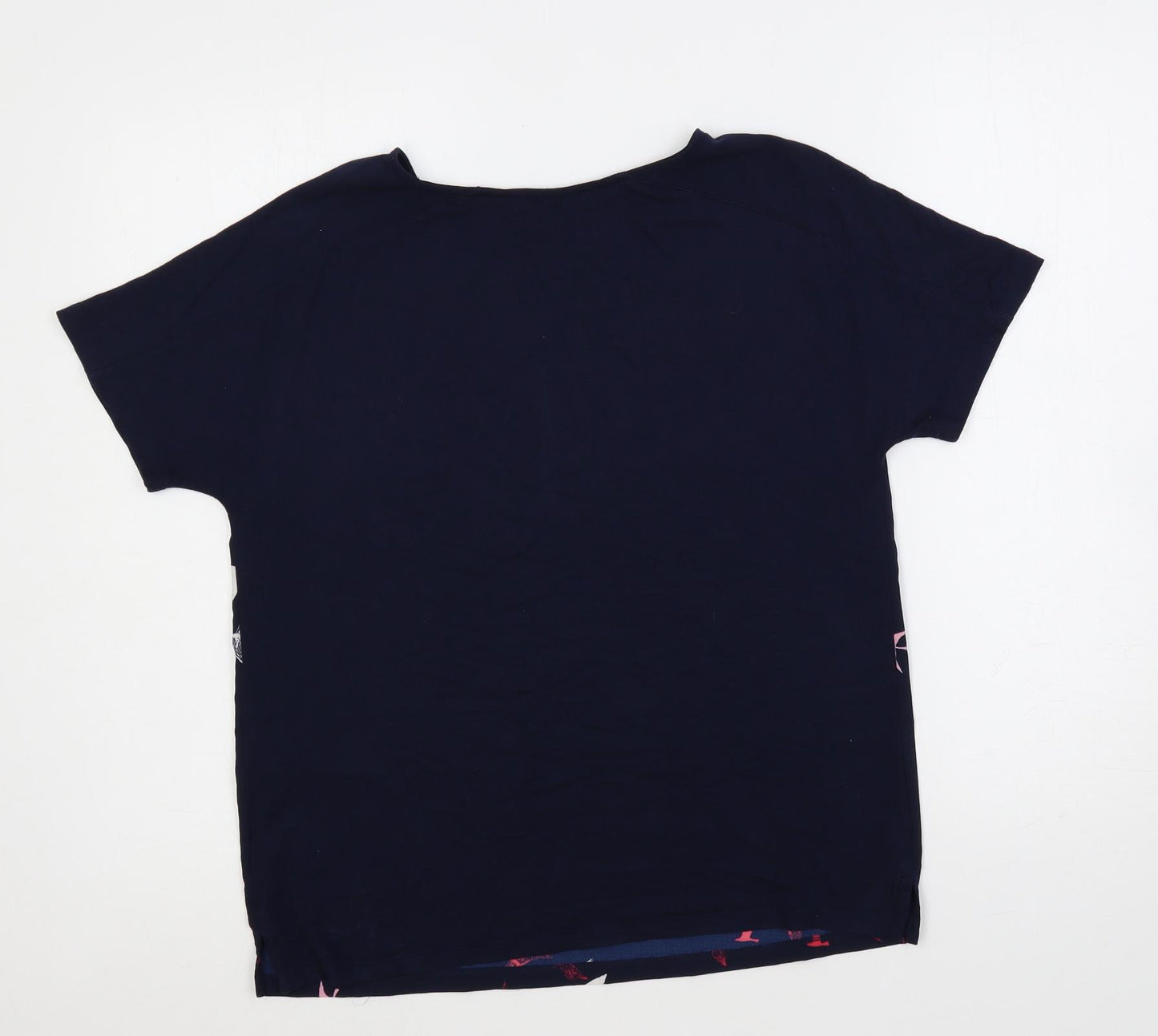 Marks and Spencer Womens Blue Geometric Polyester Basic T-Shirt Size 10 Round Neck - Bird Print