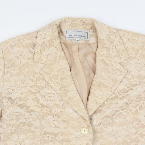 Michel Ambers Womens Pink Jacket Blazer Size 14 Button