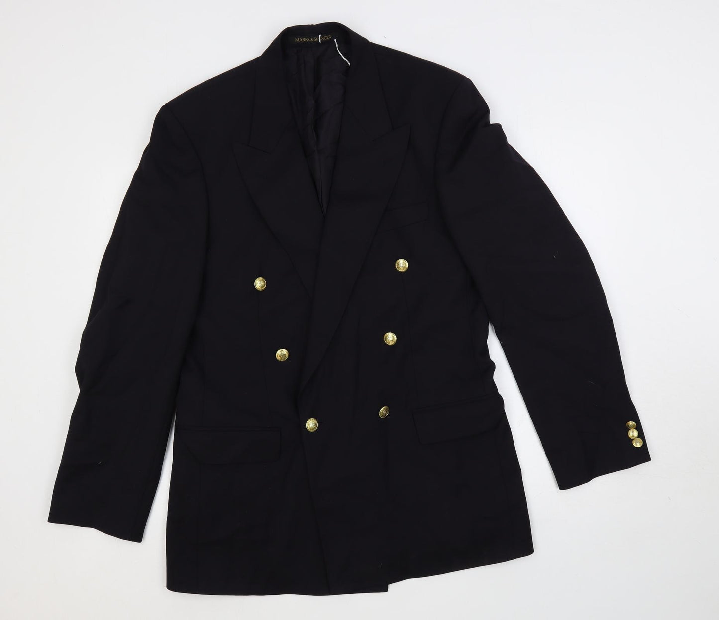 Marks and Spencer Mens Black Polyester Jacket Suit Jacket Size 38 Regular