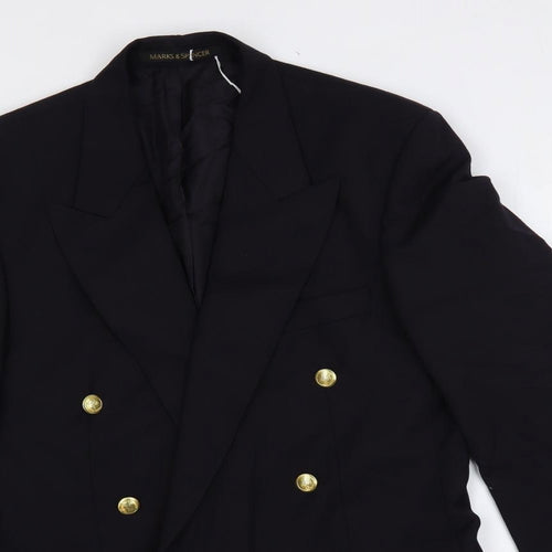 Marks and Spencer Mens Black Polyester Jacket Suit Jacket Size 38 Regular