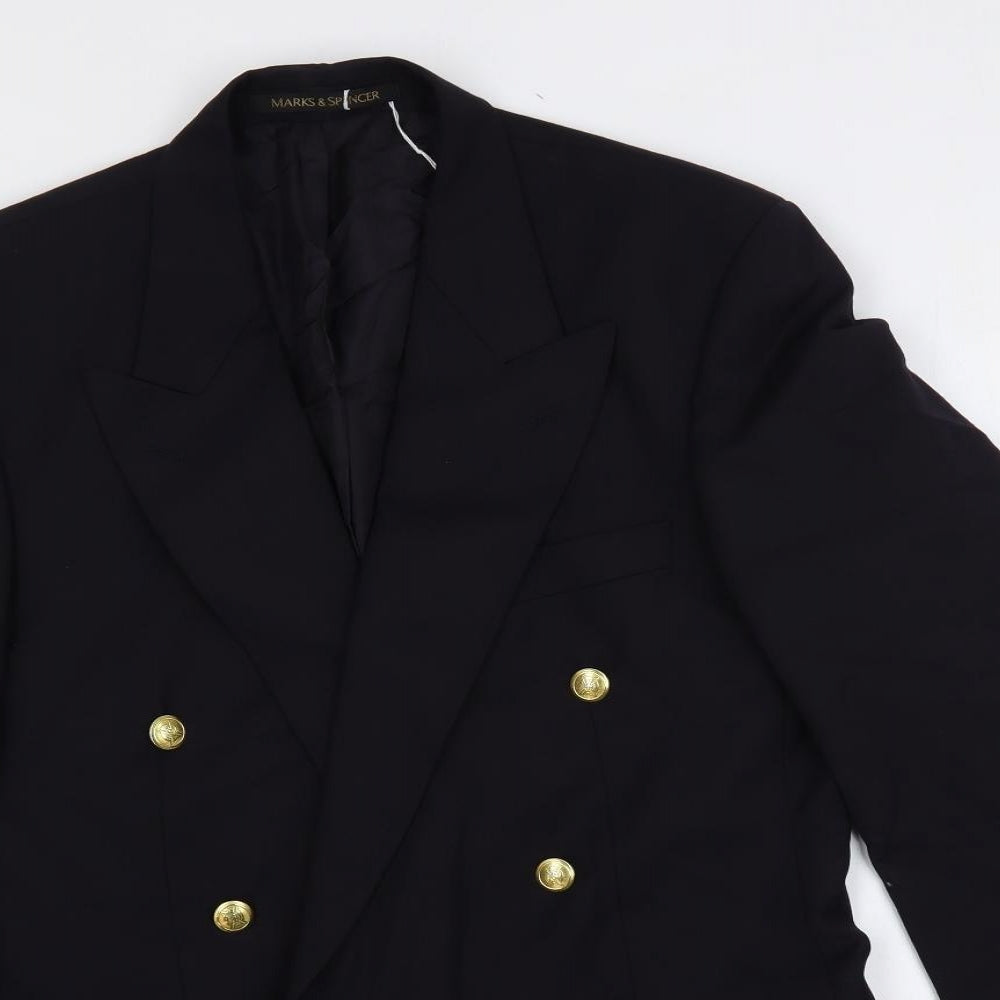 Marks and Spencer Mens Black Polyester Jacket Suit Jacket Size 38 Regular