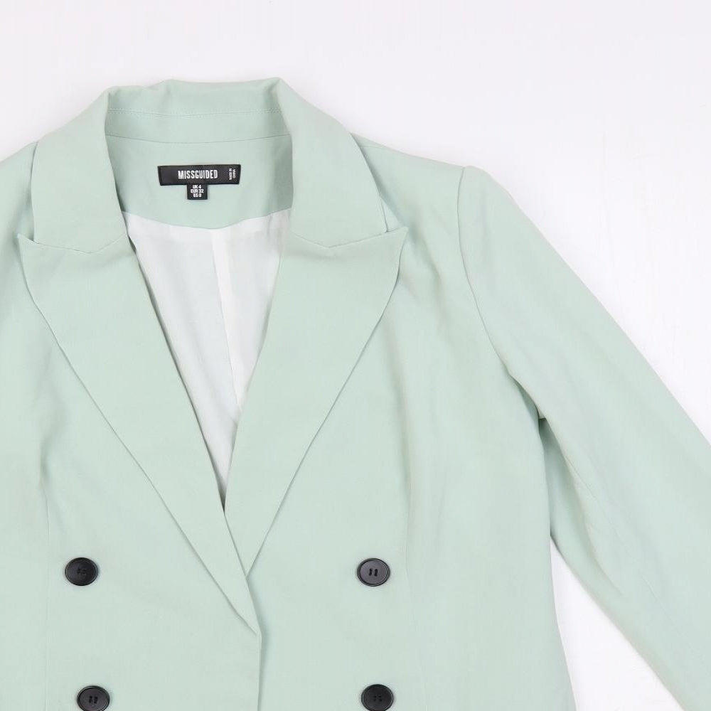 Missguided Womens Green Jacket Blazer Size 4 - Open