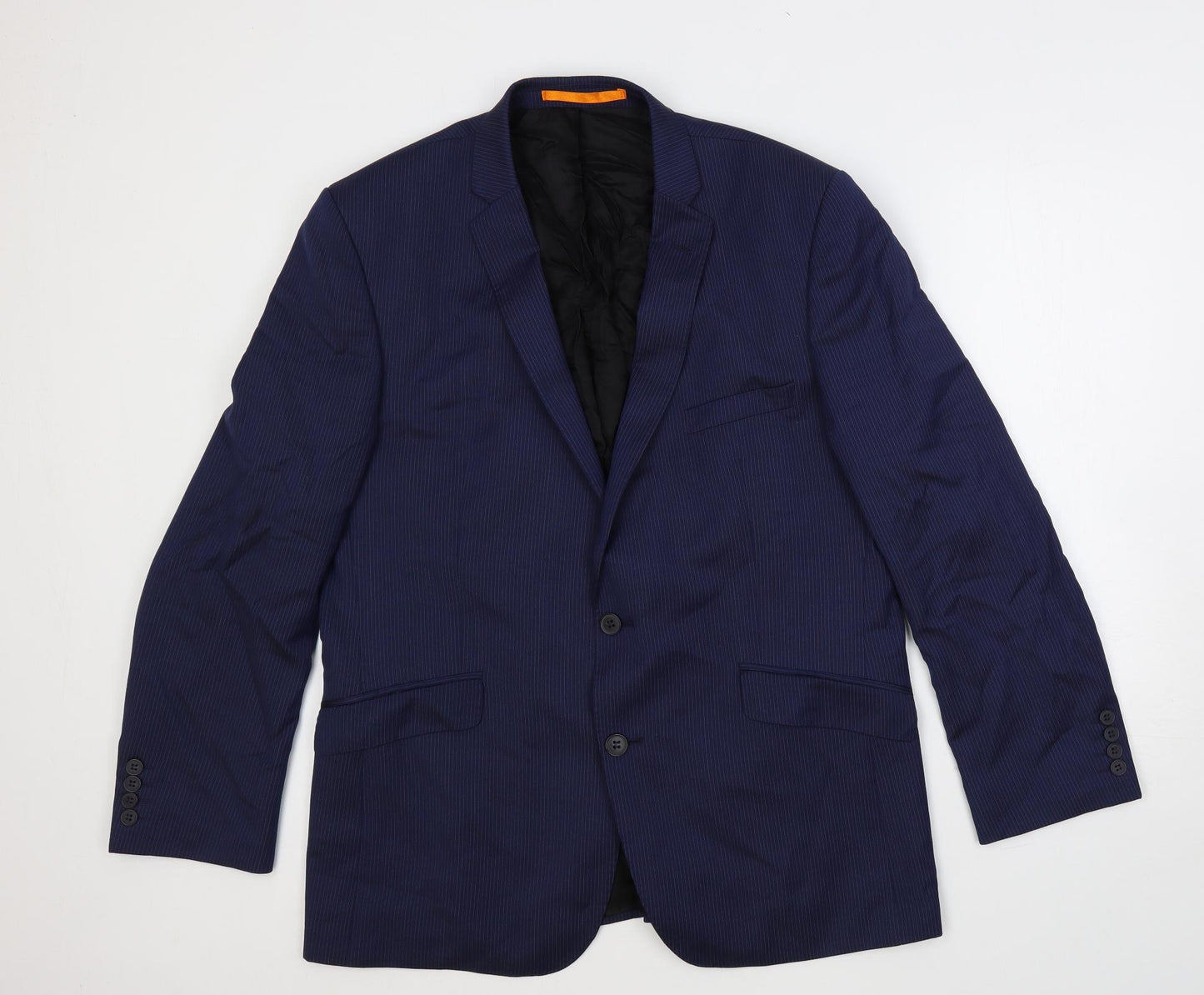 Ben Sherman Mens Blue Striped Wool Jacket Suit Jacket Size 44 Regular
