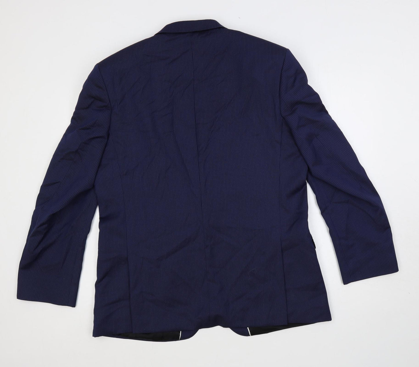 Ben Sherman Mens Blue Striped Wool Jacket Suit Jacket Size 44 Regular