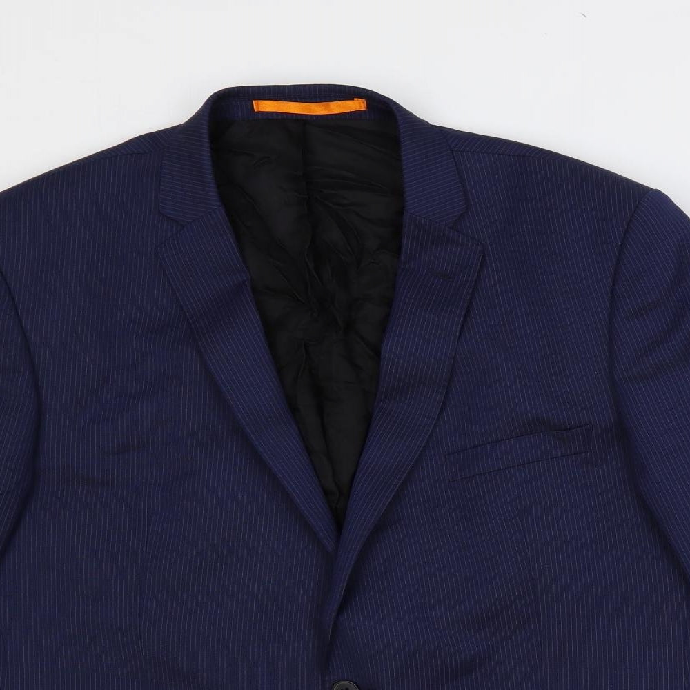 Ben Sherman Mens Blue Striped Wool Jacket Suit Jacket Size 44 Regular