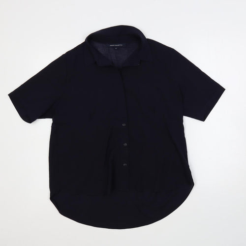French Connection Womens Blue Polyester Basic Polo Size S Collared