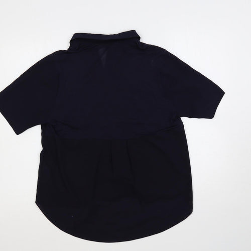 French Connection Womens Blue Polyester Basic Polo Size S Collared