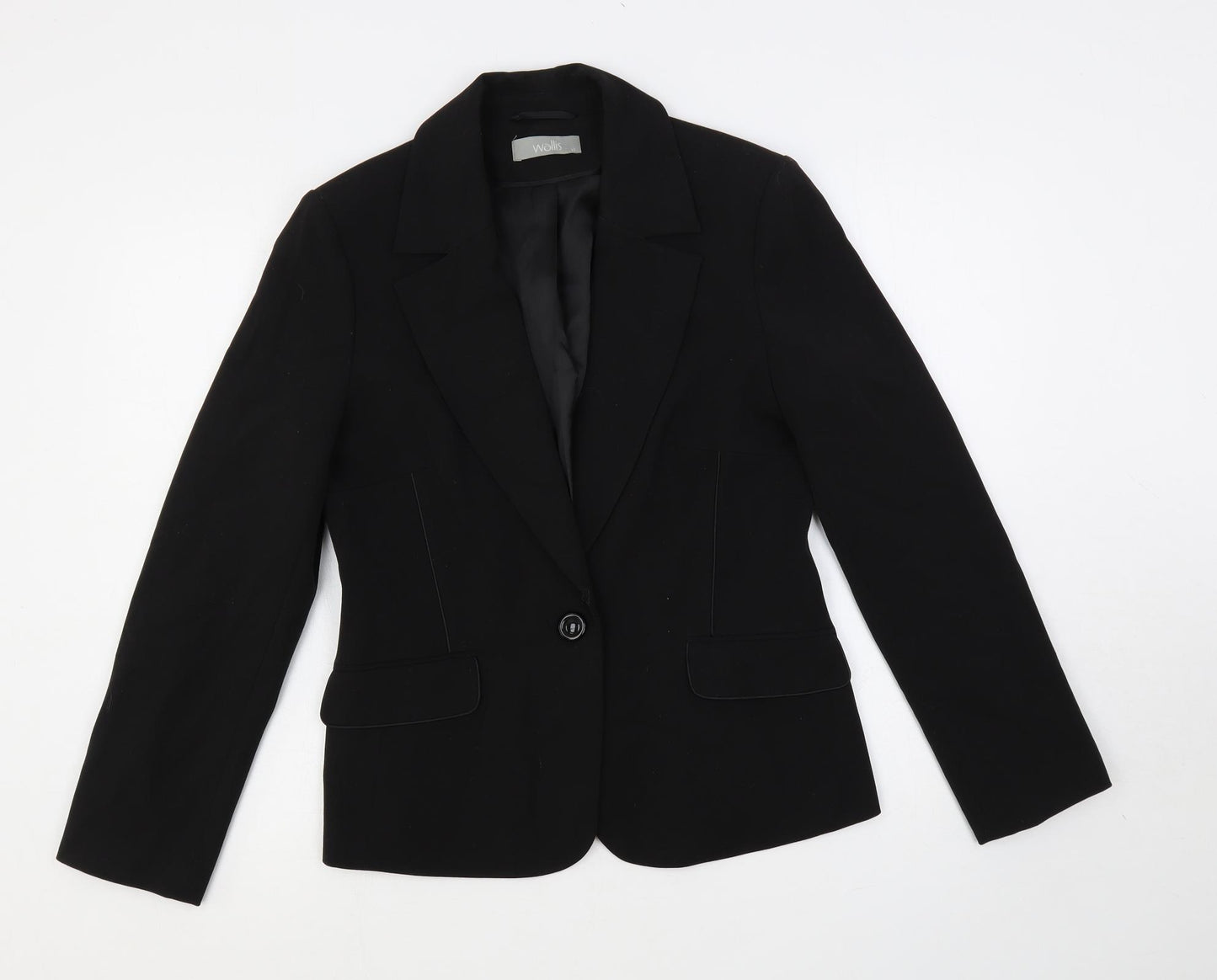 Wallis Womens Black Jacket Blazer Size 12 Button