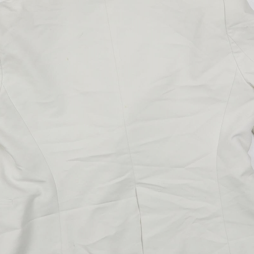 Zara Womens White Jacket Blazer Size L Button