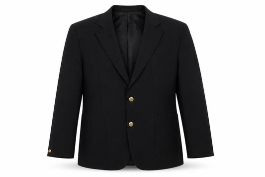 Front view of Dunn & Co men’s black polyester jacket blazer, size 42, regular
