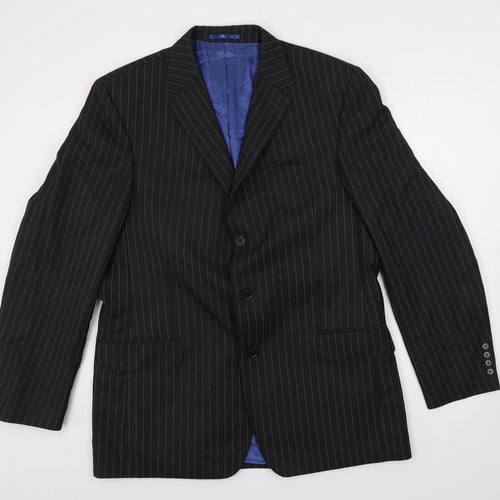 NEXT Mens Black Striped Wool Jacket Suit Jacket Size 44 Regular