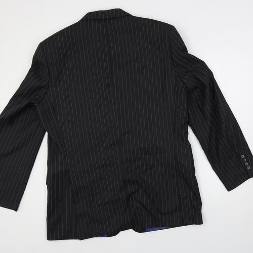 NEXT Mens Black Striped Wool Jacket Suit Jacket Size 44 Regular