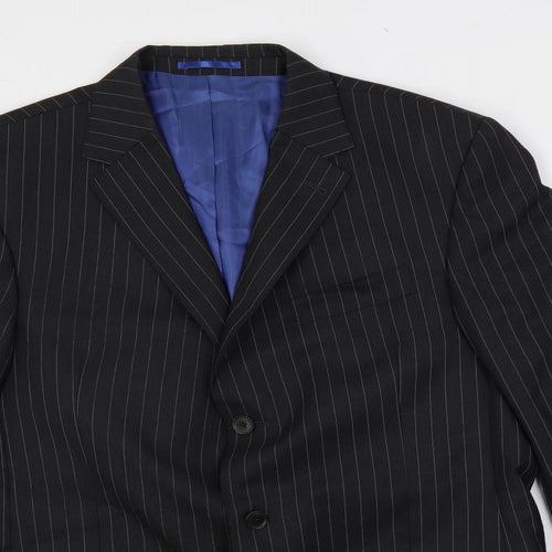 NEXT Mens Black Striped Wool Jacket Suit Jacket Size 44 Regular