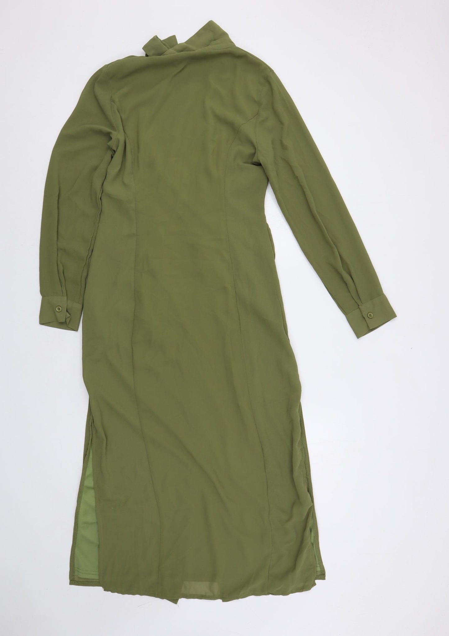 Missguided Womens Green Polyester Shirt Dress Size 10 Collared Button - Ruched