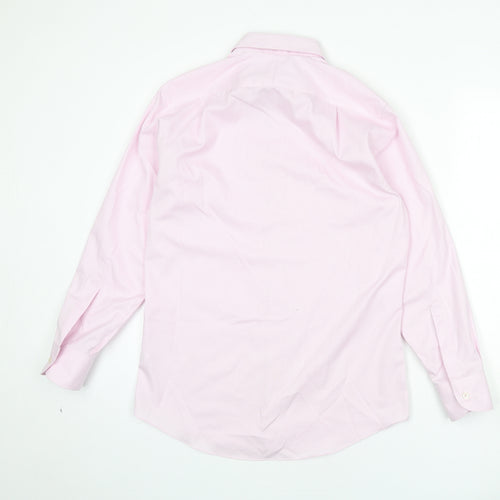 Charles Tyrwhitt Mens Pink Check Cotton Button-Up Size 15 Collared Button