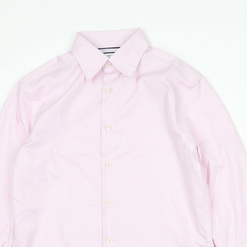 Charles Tyrwhitt Mens Pink Check Cotton Button-Up Size 15 Collared Button