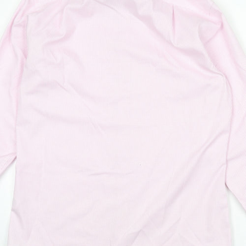Charles Tyrwhitt Mens Pink Check Cotton Button-Up Size 15 Collared Button