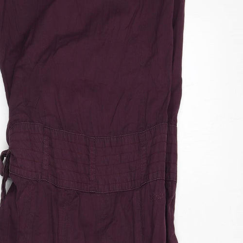 Fat Face Womens Purple Cotton Wrap Dress Size 14 V-Neck Tie - Floral Embroidery