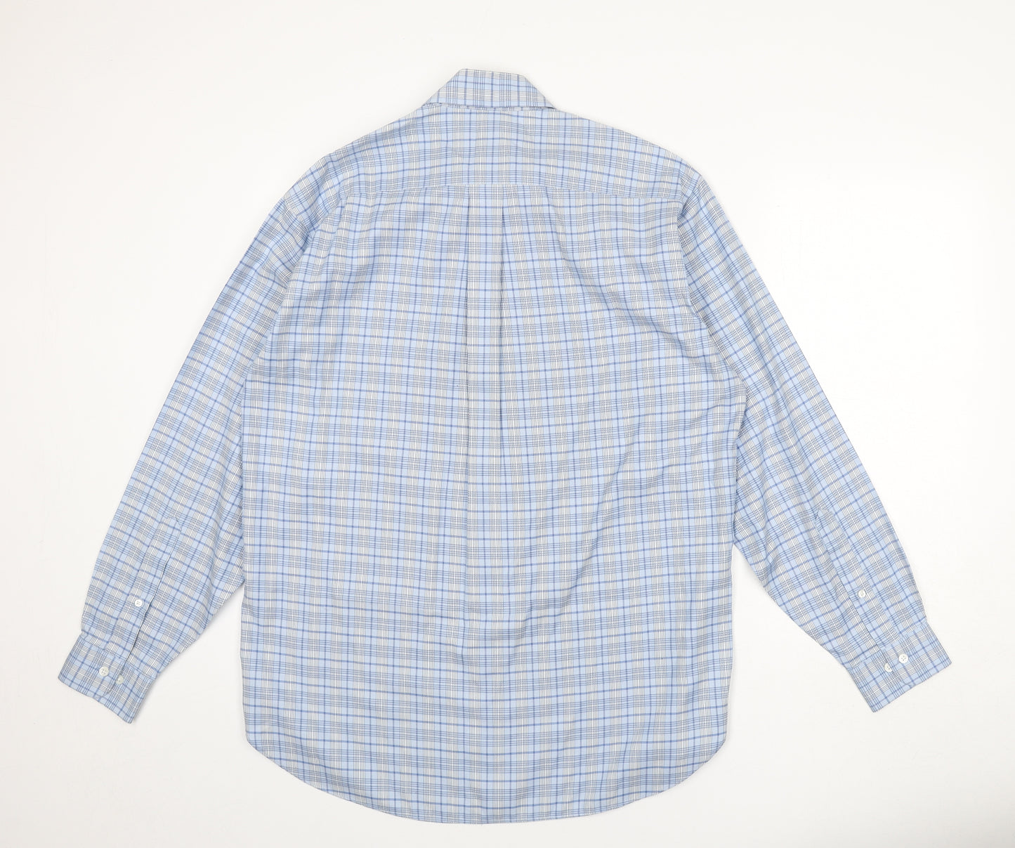 Brooks Brothers Mens Blue Plaid Cotton Button-Up Size M Collared Button