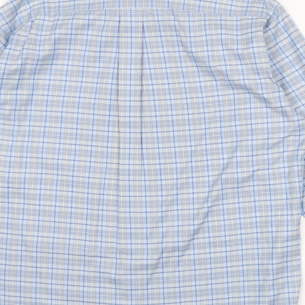 Brooks Brothers Mens Blue Plaid Cotton Button-Up Size M Collared Button