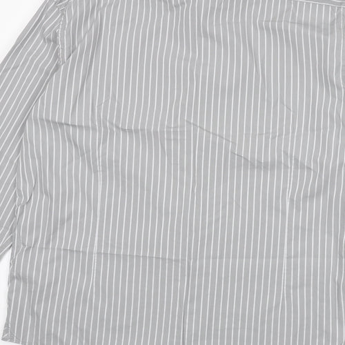 NEXT Mens Grey Striped Cotton Button-Up Size L Collared Button