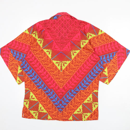 Khaadi Womens Multicoloured Geometric Polyester Basic Button-Up Size S Collared
