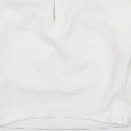 Zara Womens White Polyester Cropped Blouse Size M Round Neck