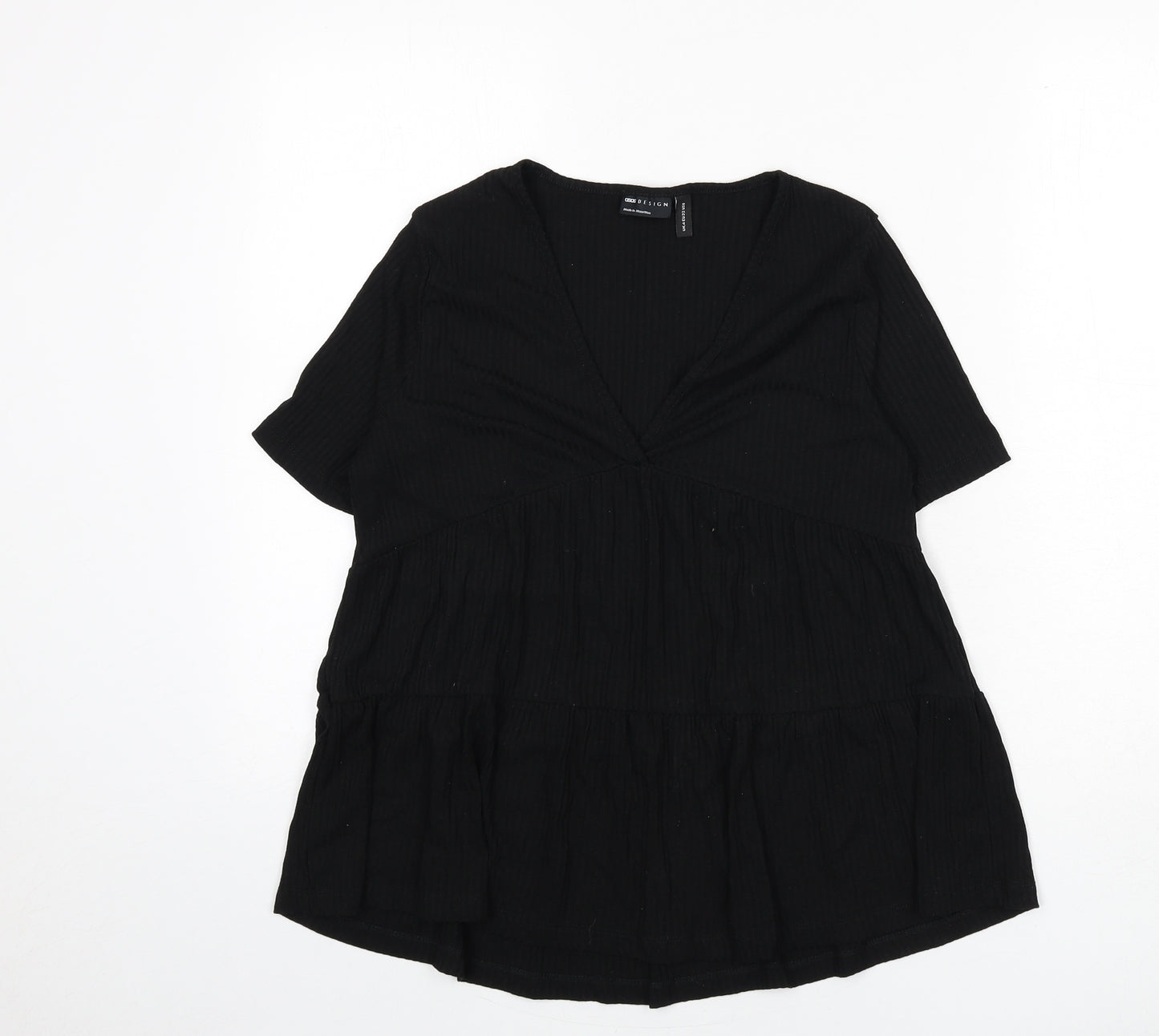 ASOS Womens Black Viscose Basic T-Shirt Size 4 V-Neck - Ribbed, Flare