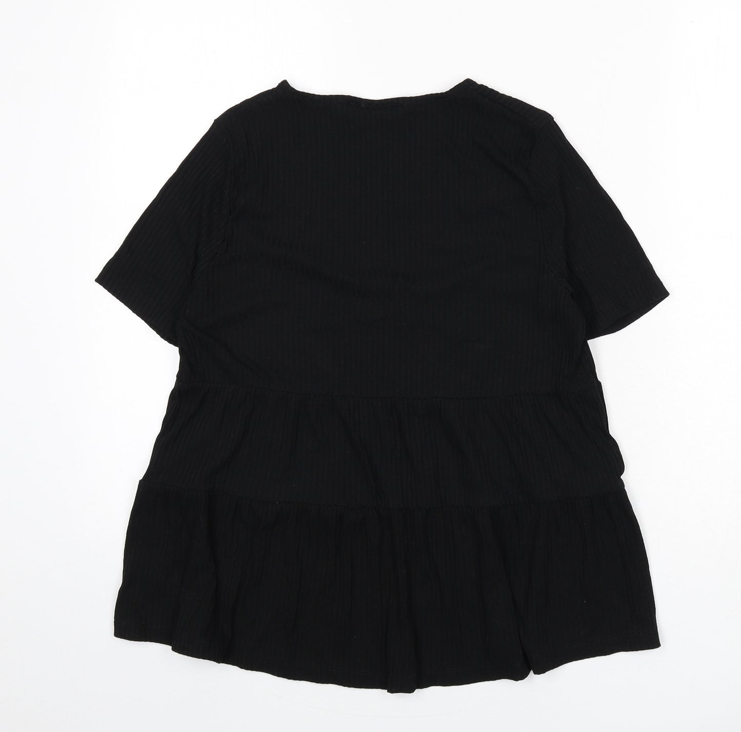 ASOS Womens Black Viscose Basic T-Shirt Size 4 V-Neck - Ribbed, Flare