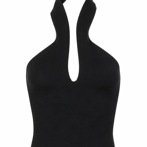 Bershka Womens Black Polyester Cropped T-Shirt Size XS Halter