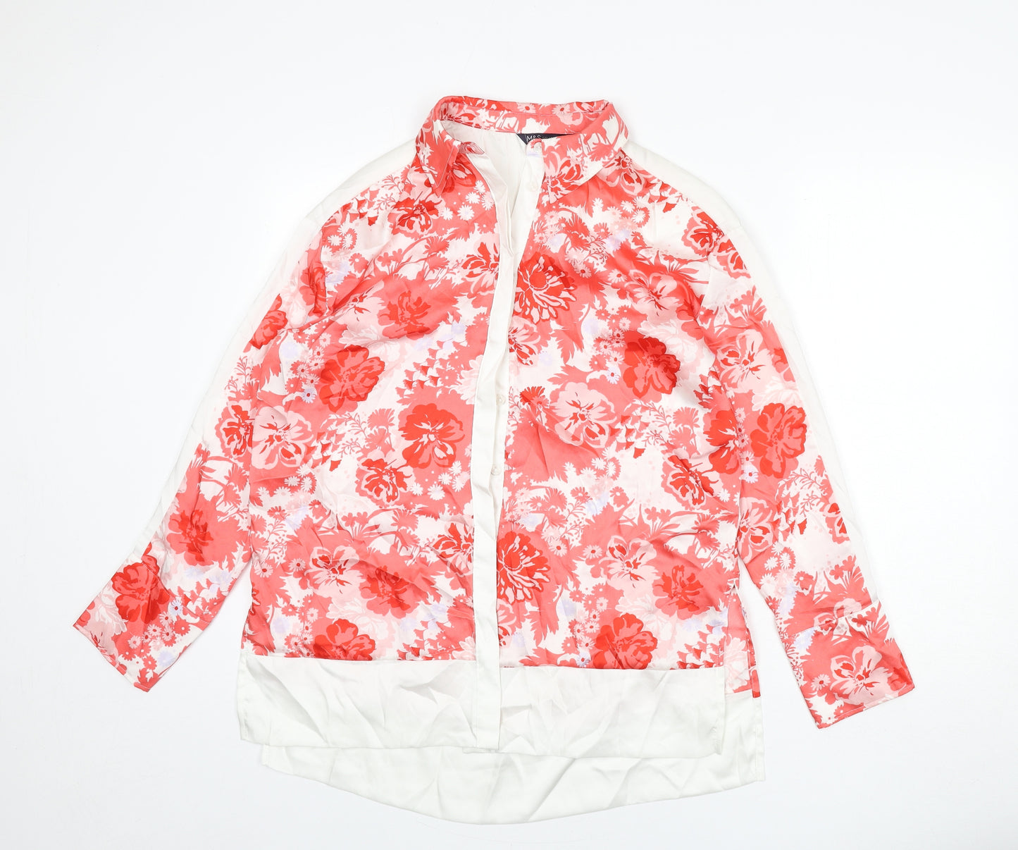 Marks and Spencer Womens Multicoloured Floral Polyester Basic Button-Up Size 12 Collared