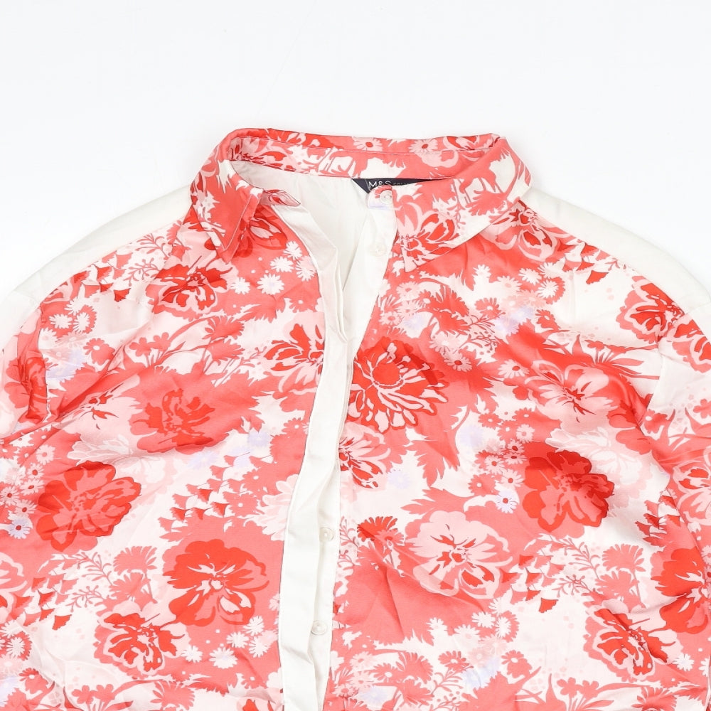 Marks and Spencer Womens Multicoloured Floral Polyester Basic Button-Up Size 12 Collared