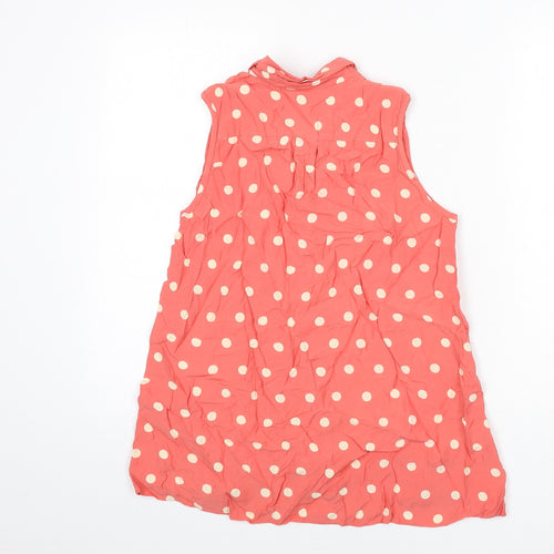 Dorothy Perkins Womens Pink Polka Dot Viscose Basic Button-Up Size 8 Collared - Tank
