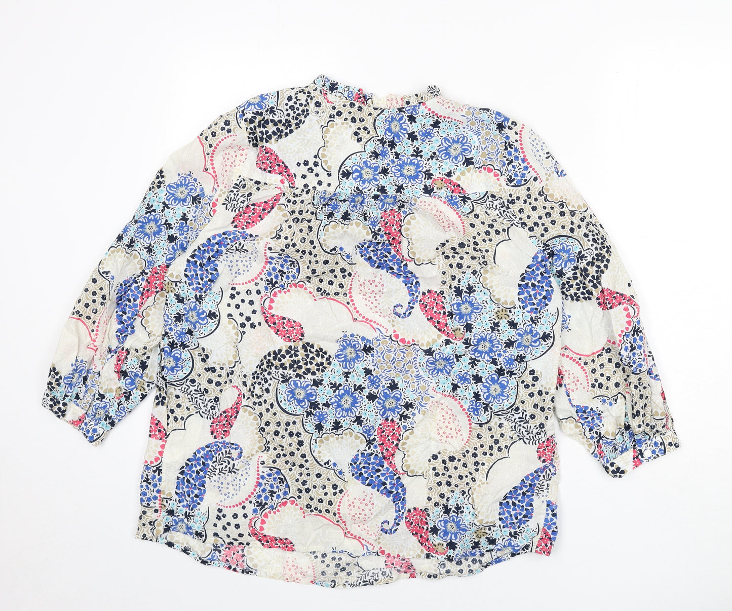 Marks and Spencer Womens Multicoloured Floral Cotton Basic Blouse Size 12 V-Neck