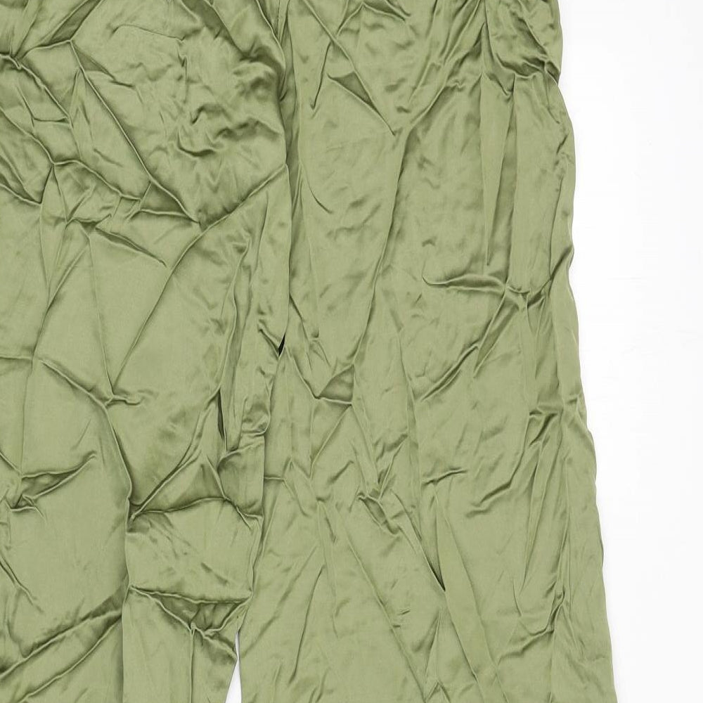 Zara Womens Green Viscose Trousers Size S L30 in Regular Zip