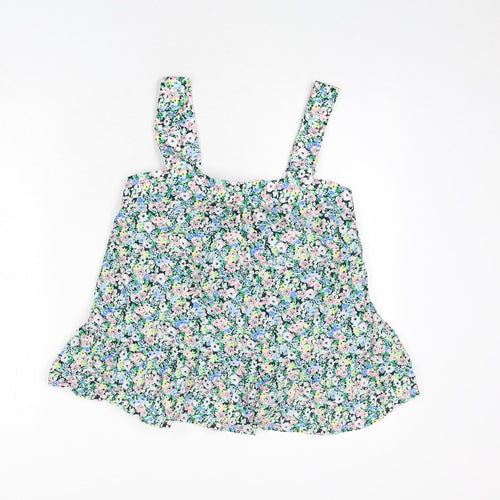 Marks and Spencer Womens Multicoloured Floral Cotton Camisole Tank Size 8 Square Neck