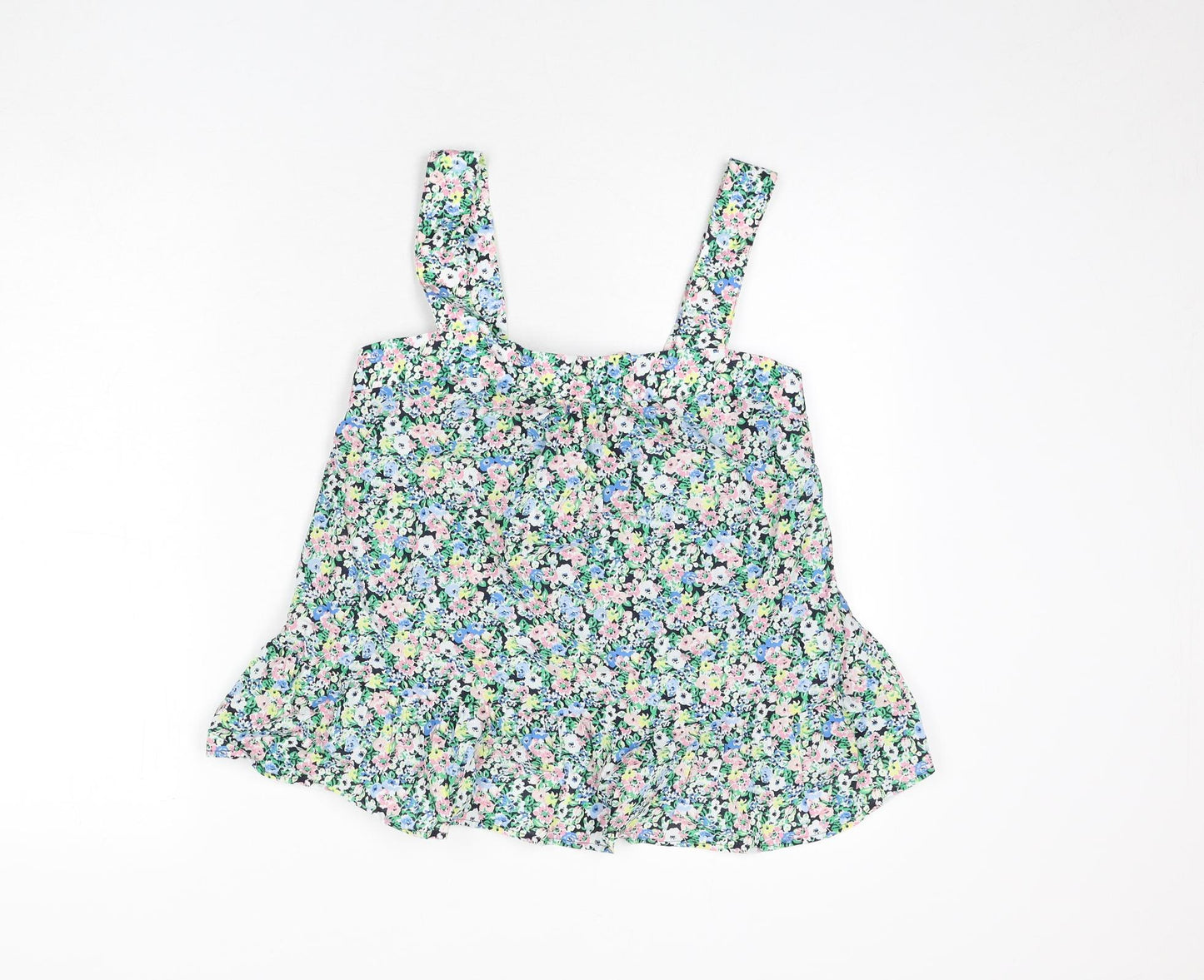 Marks and Spencer Womens Multicoloured Floral Cotton Camisole Tank Size 8 Square Neck