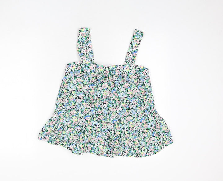 Marks and Spencer Womens Multicoloured Floral Cotton Camisole Tank Size 8 Square Neck