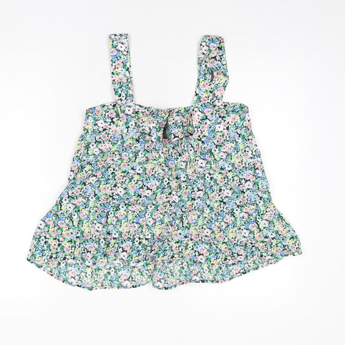 Marks and Spencer Womens Multicoloured Floral Cotton Camisole Tank Size 8 Square Neck