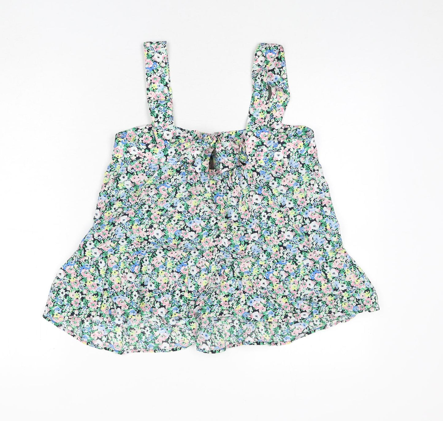 Marks and Spencer Womens Multicoloured Floral Cotton Camisole Tank Size 8 Square Neck