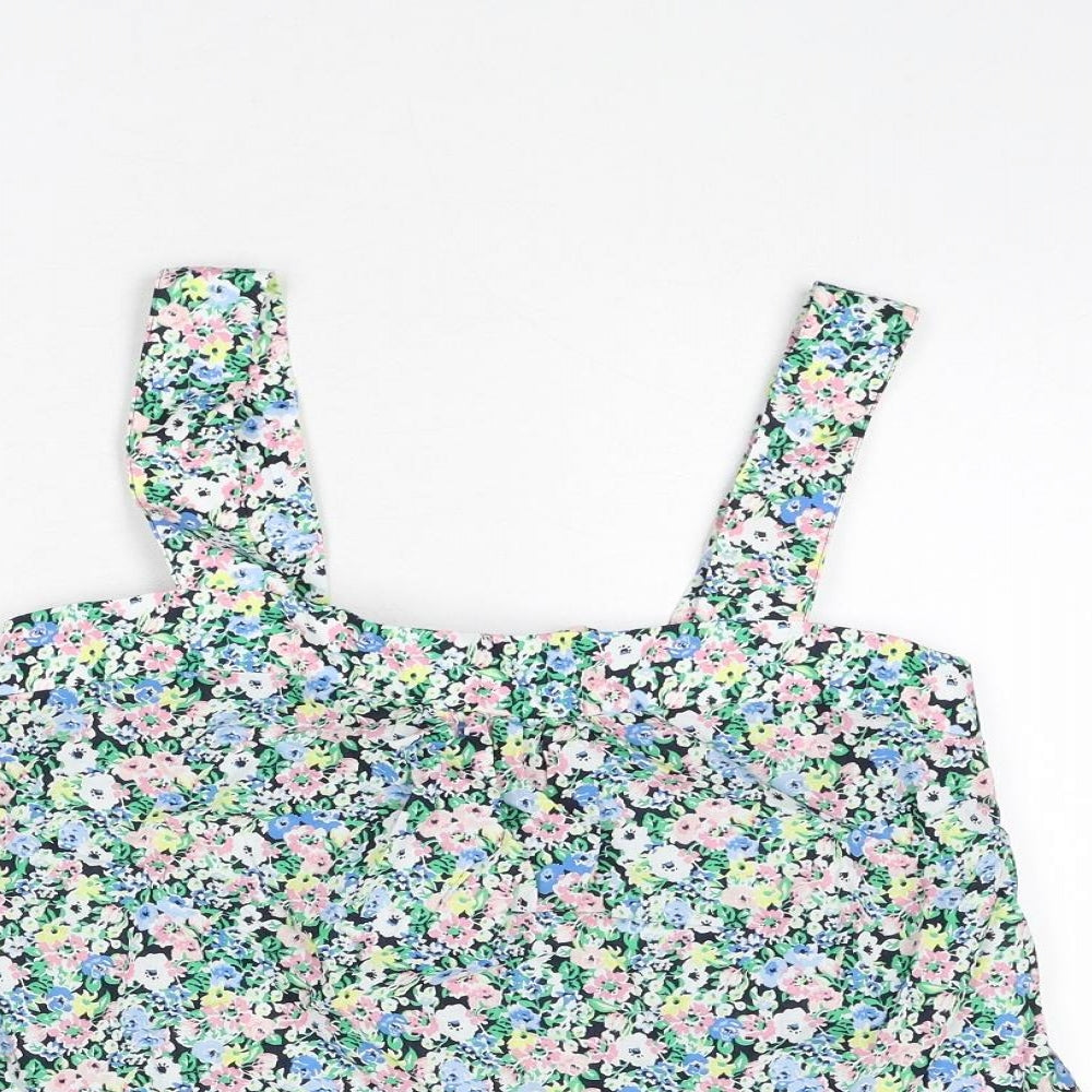 Marks and Spencer Womens Multicoloured Floral Cotton Camisole Tank Size 8 Square Neck