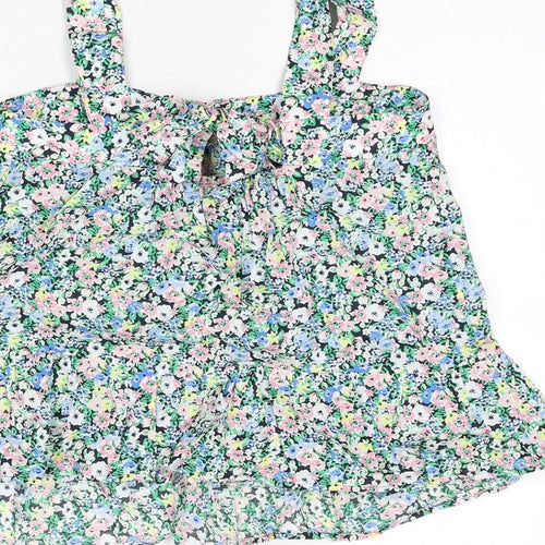 Marks and Spencer Womens Multicoloured Floral Cotton Camisole Tank Size 8 Square Neck