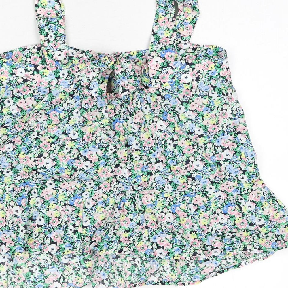 Marks and Spencer Womens Multicoloured Floral Cotton Camisole Tank Size 8 Square Neck