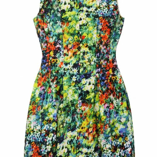 Boohoo Womens Multicoloured Floral Polyester Fit & Flare Size 8 Round Neck Zip