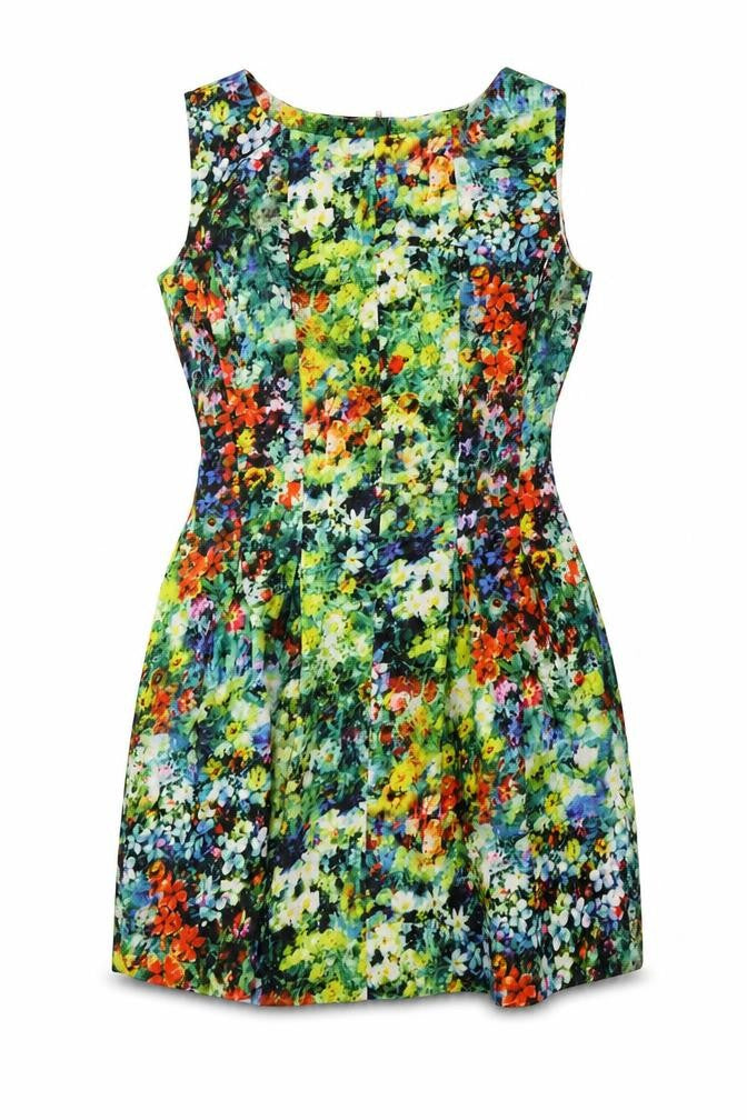 Boohoo Womens Multicoloured Floral Polyester Fit & Flare Size 8 Round Neck Zip